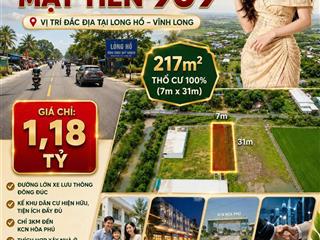 Cần bán lô đất full thổ cư mặt tiền 909 long hồ, vĩnh long