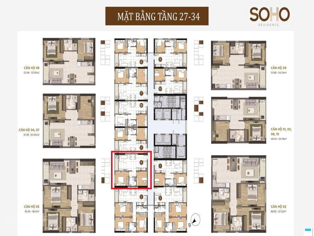 Bán căn hộ 2pn, 2wc giá siêu hời 7,8 tỷ tại soho residence, 62,2m2, cô giang, q1, hcm