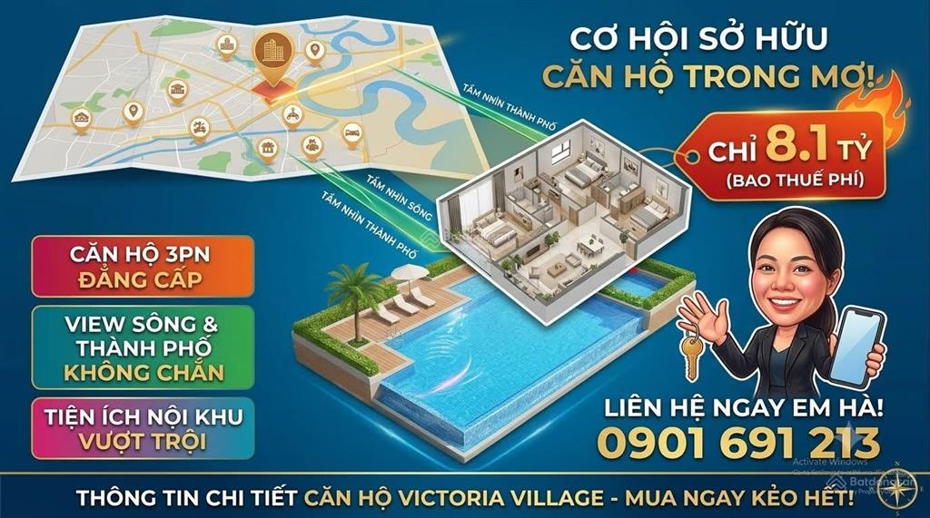 Bán căn hộ chung cư tại victoria village, 8,1 tỷ, 88 m2, 3pn, 2wc