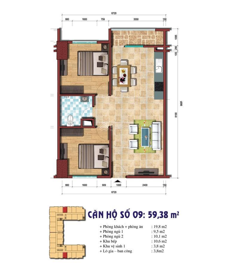 Bán căn 2 pn, 1 wc. s= 58,5m². full đồ. giá 4,4 tỷ. dự án đại kim building hoàng mai, hà nội