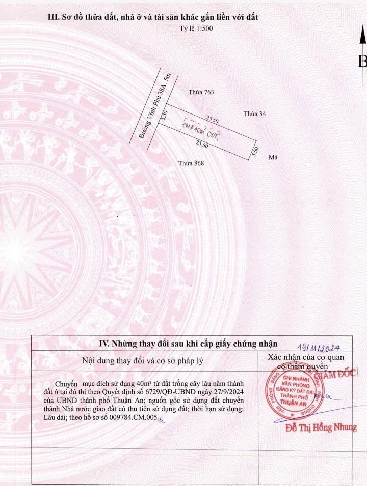 Hạ 200tr bán nhanh lô đất mt vĩnh phú 38a, ngang 5 dài 25,5m. giá 5ty5  0917 813 ***