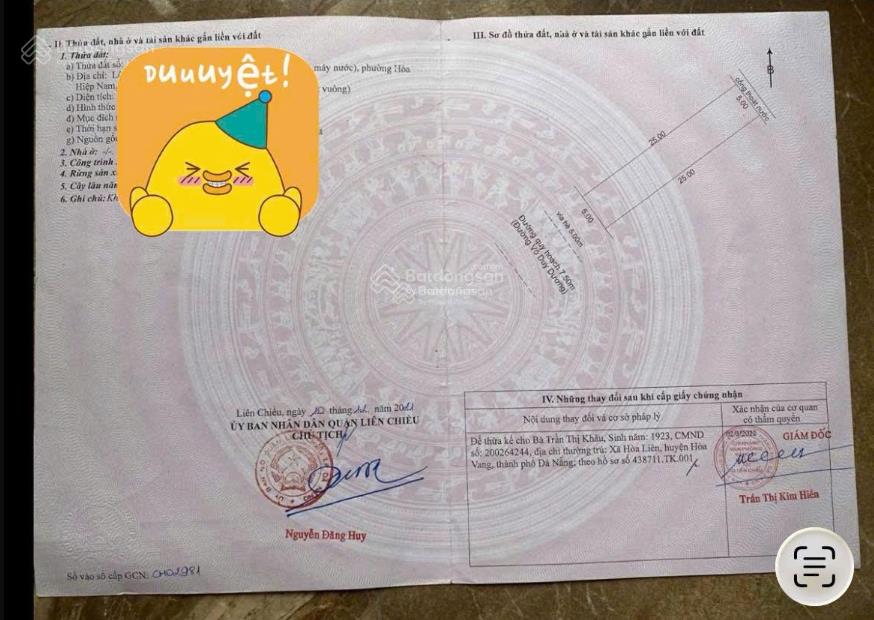 Chính chủ cần tiền bán lô mặt tiền đường võ duy dương mặt view sông, giá 4,5 tỷ  0905 897 ***