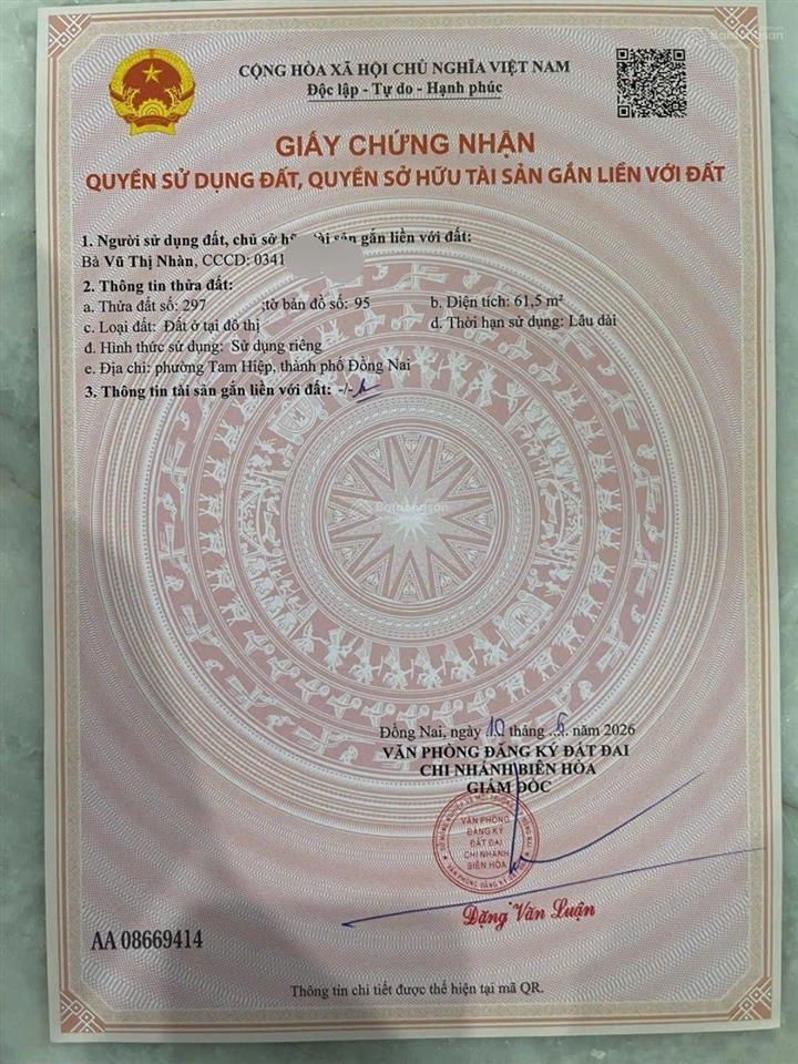 Bán nhà thổ cư trung tâm tp biên hòa, đồng nai (gần siêu thị coopmart)