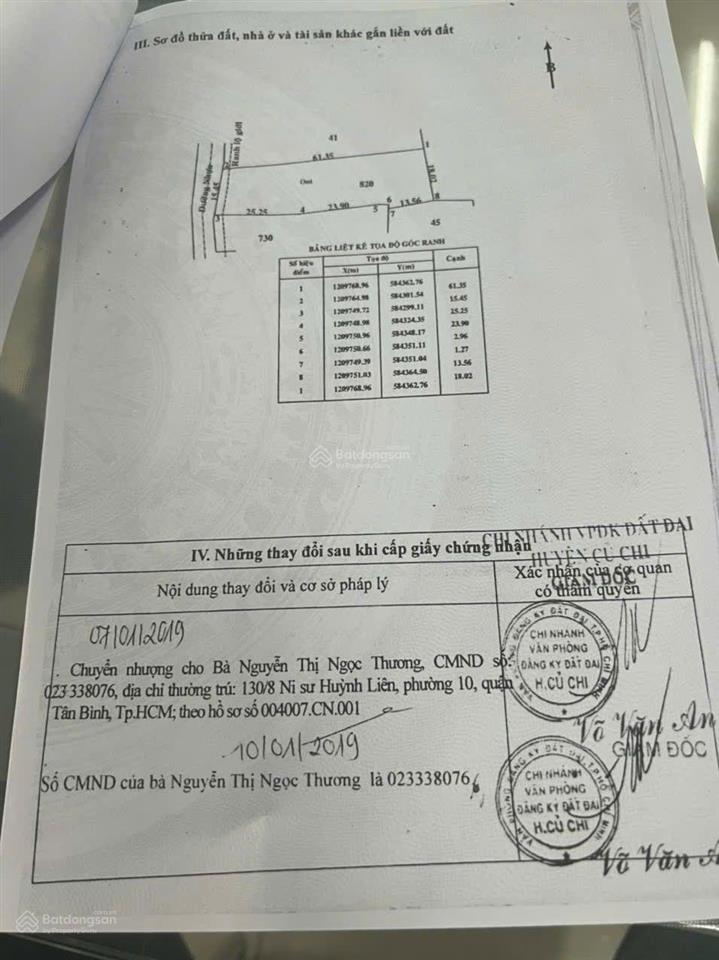Xưởng tân thông hội củ chi, dt=1661m=1086m, thổ cư hết đất, xưởng xây dựng hết đất,