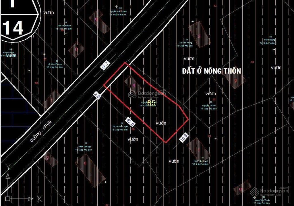 Đất 1 sẹc đường tỉnh lộ 15 giá chỉ 3 tỷ dt 17x46m (905m2), có thổ cư, xã an phú, huyện củ chi
