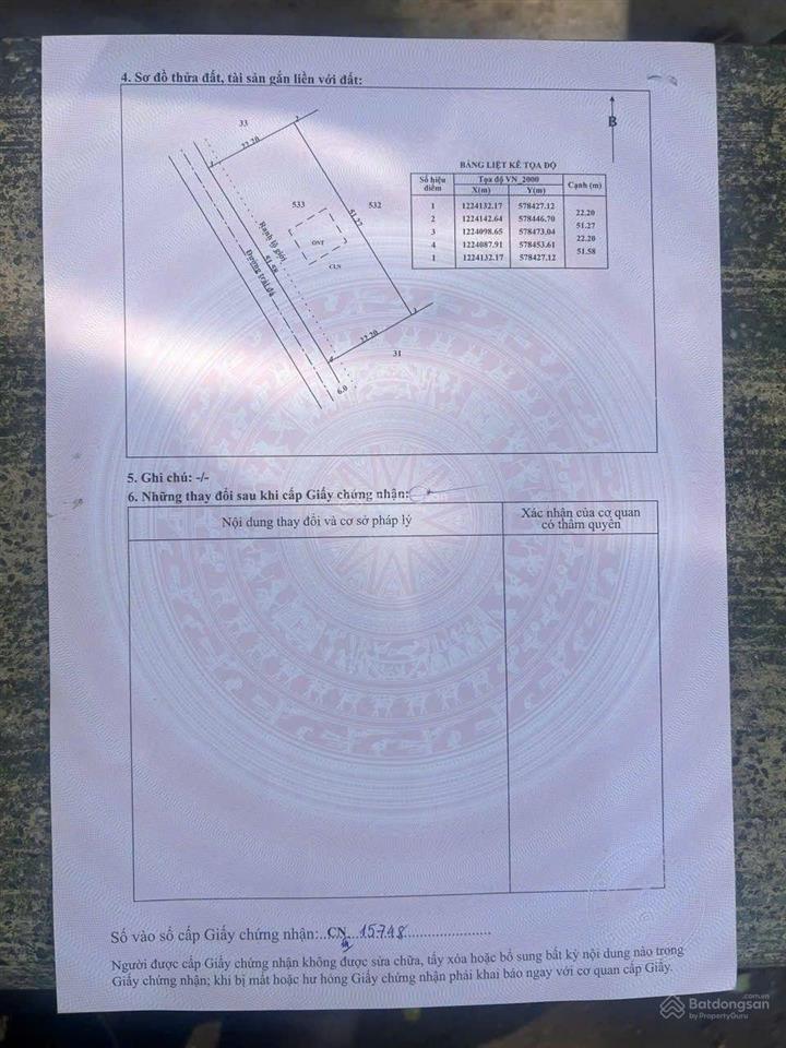 Bán đất xã an nhơn tây, dt=51x22=1140m2, có 90m2 thổ cư, gần đường tỉnh lộ 7, giá chỉ 4,6 tỷ