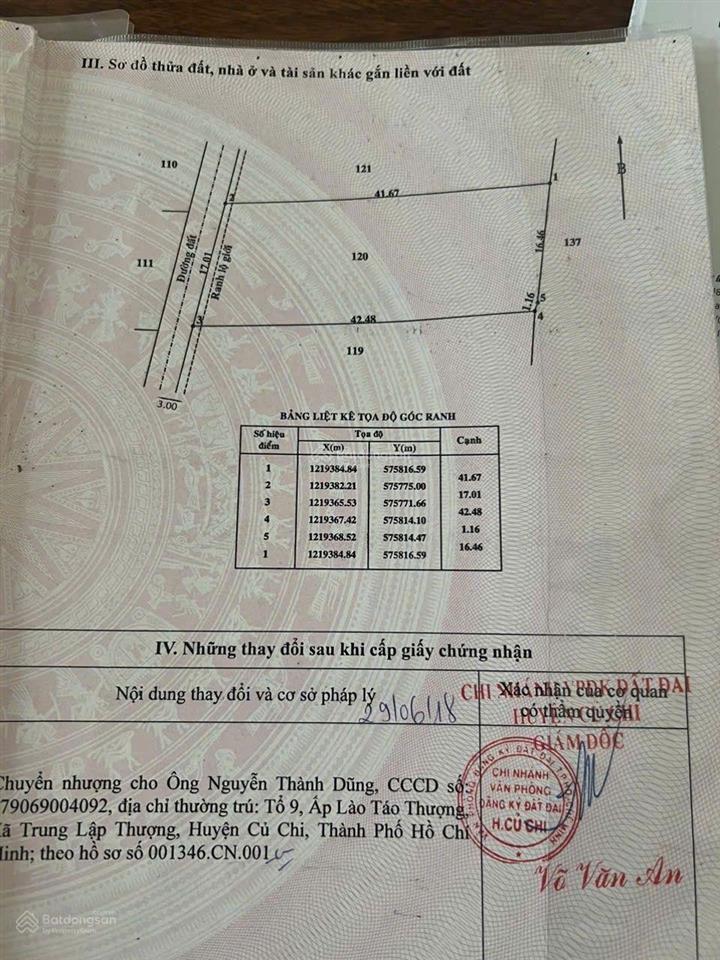 Bán đất vườn cây ăn trái, xã trung lập hạ, dt=17x42=711m2, gần đường tỉnh lộ 7, giá chỉ có 2,7 tỷ