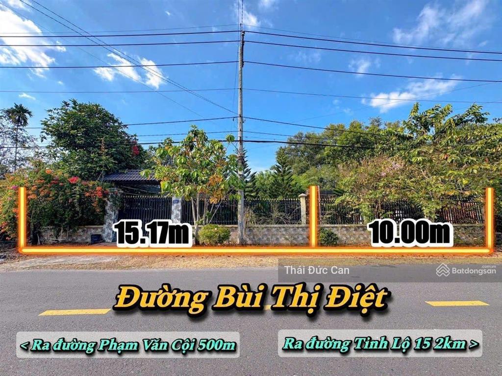 Nhà vườn mt bùi thị điệt gồm 2 sổ riêng, diện tích 25,17x62,56m = 1.574m2, full thổ cư. giá 17,5 tỷ