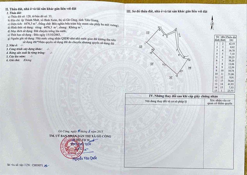 bán đất đang trồng lúa nước