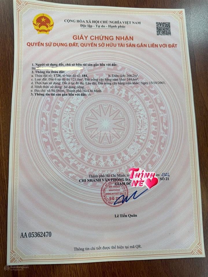 Bán lô đất 21x27m, 2 sổ riêng 2 mt trần văn mười