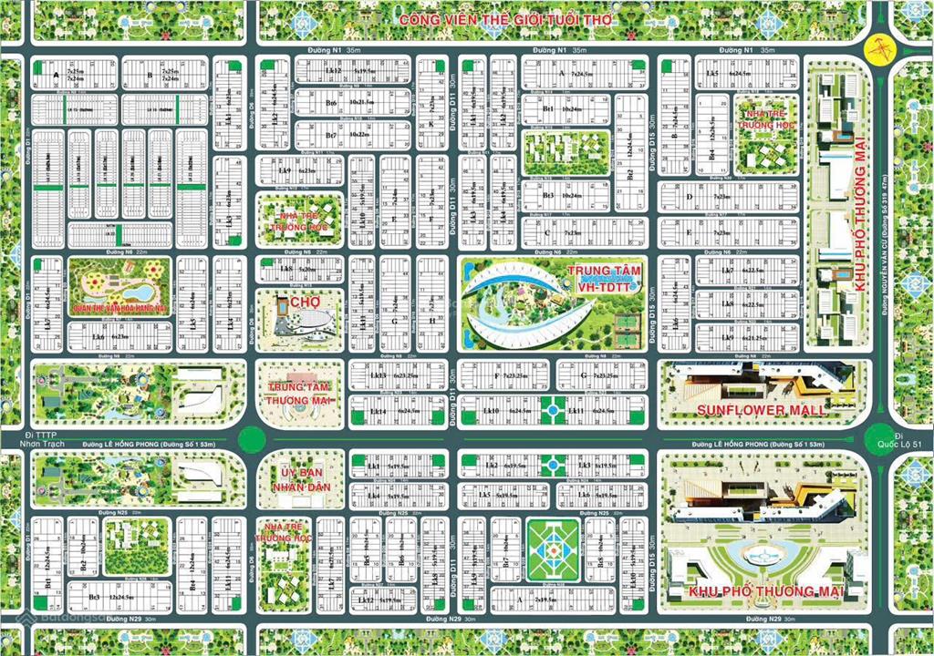 Chính chủ bán nền đất biệt thự 240m2 tại sunflower city nhơn trạch giá 1.550 tỷ.  0907 705 ***