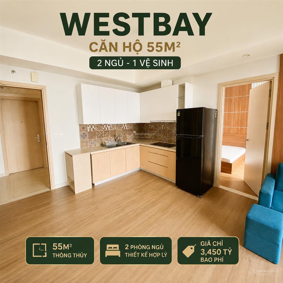 Tháng 8 bán căn hộ 55m westbay 2 ngủ 1 vệ sinh đủ đồ tầng đẹp view làng hoa phụng công giá tốt