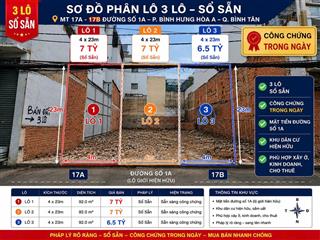 Bán lô đất 4x23m mặt tiền đường 1a ngay múi tàu bình long  văn cao