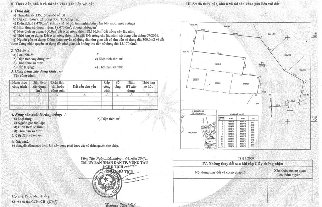 Cần bán gấp 112.844m² đất xã long sơn, tp bà rịa  vũng tàu. giá tốt trong khu vực 1,2tr/m2