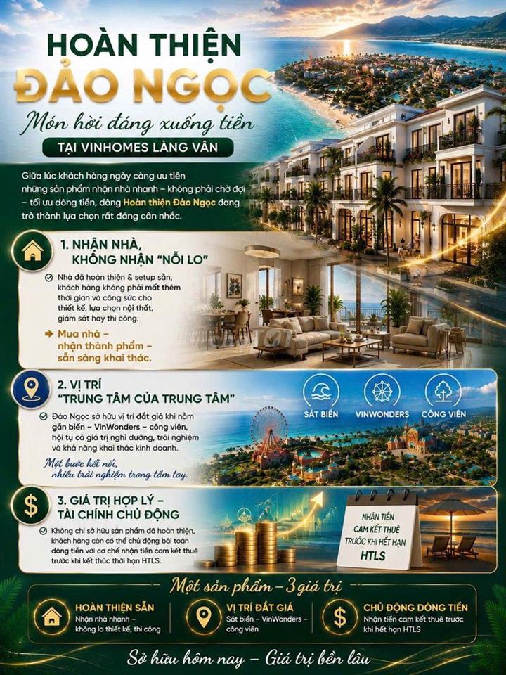 Căn HOÀN THIỆN ĐẢO NGỌC – “MÓN HỜI” ĐÁNG MUA TẠI VINHOMES LÀNG VÂN
