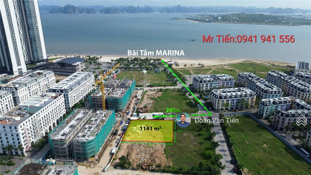 Đất ks marina hạ long 1141m2 ô góc 2 đường mt 37x34 xây 20 tầng giá 80tr/m2