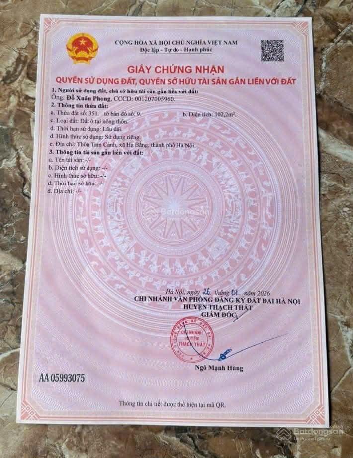 Bán gấp cắt lỗ 500tr, lô góc 102m² full thổ cư tại đồng trúc giá chỉ 2,9 tỷ.  0962 783 ***