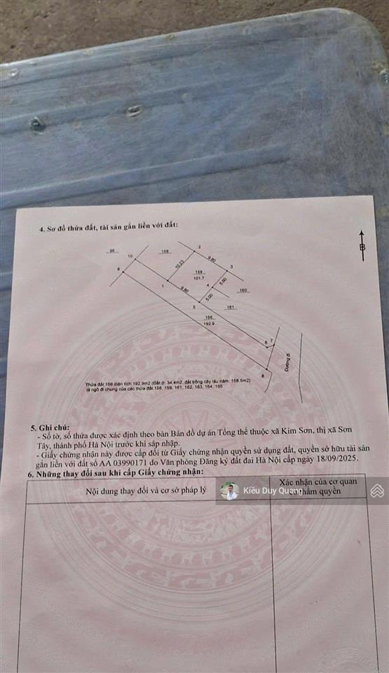 101.7m2 full thổ cư tại kim sơn, sơn tây. gần hồ đồng mô,  0962 783 ***
