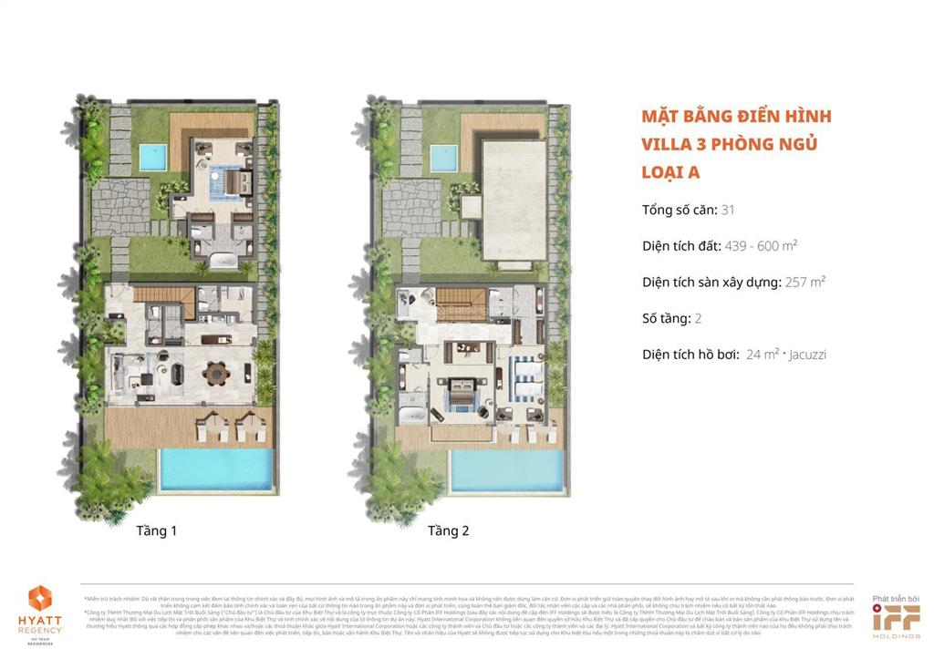Villa 3br hướng đông nam view biển thông thoáng nhất hyatt regency hồ tràm