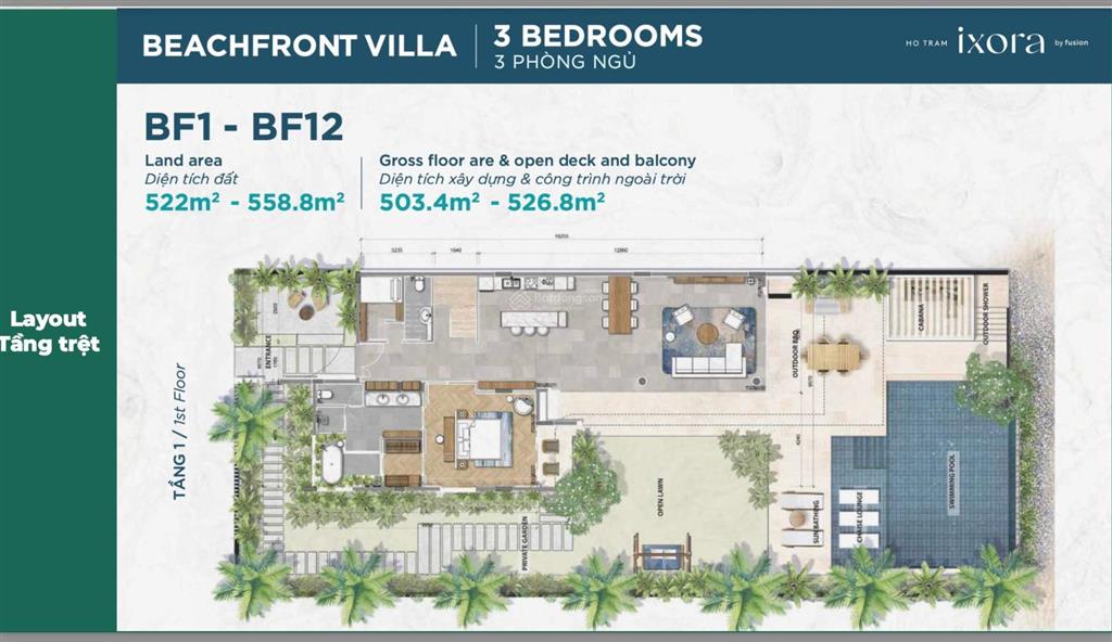 Căn biệt thự biển beachfront đáng mua nhất ixora 2 hồ tràm chỉ 62 tỷ