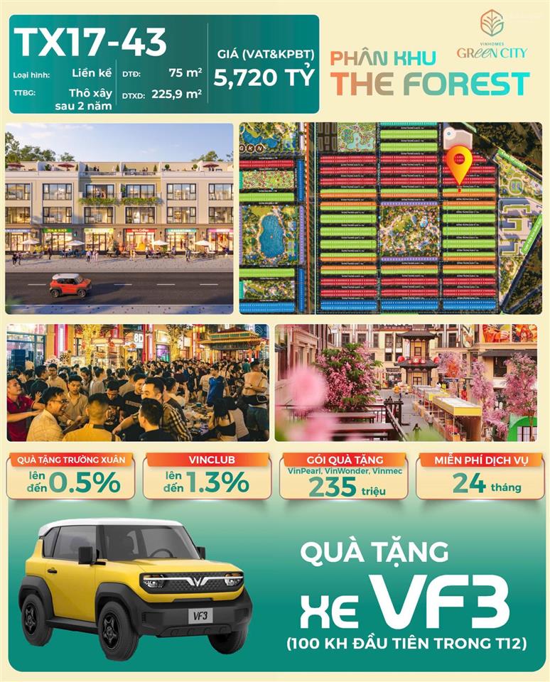 Triết khấu khủng , miễn phí dịch vụ tới 24 tháng, tạng vf3 cho khách hàng