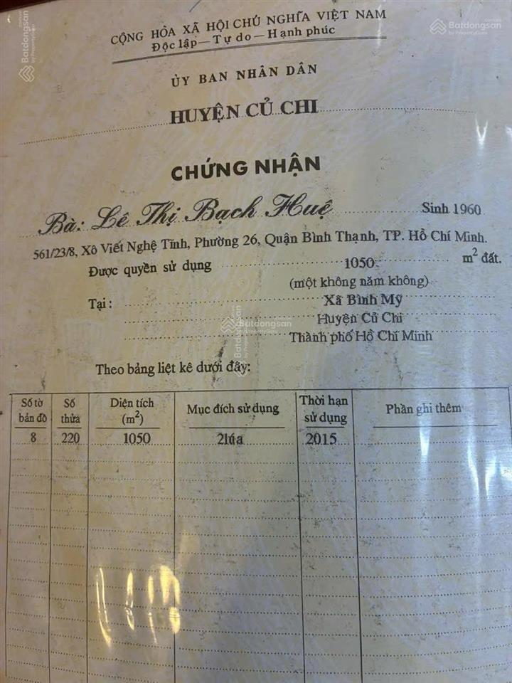 Bán đất 1/ võ văn bích, bình mỹ giáp vành đai 3 đường nhựa