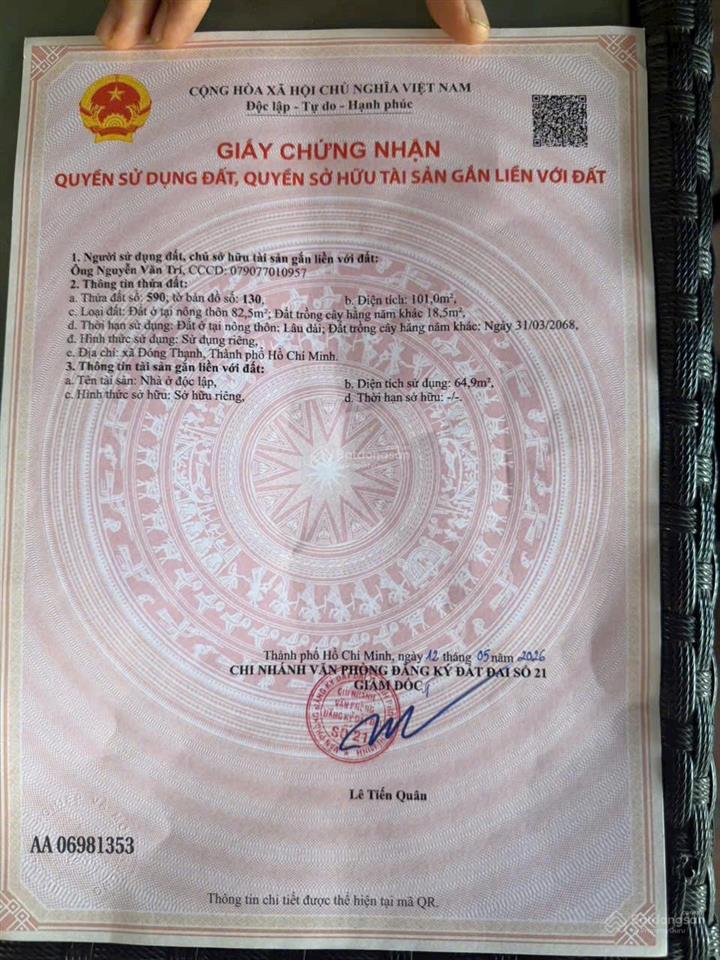 Bán lô đất 1/ phùng thị chuyện, giáp chợ thới tứ