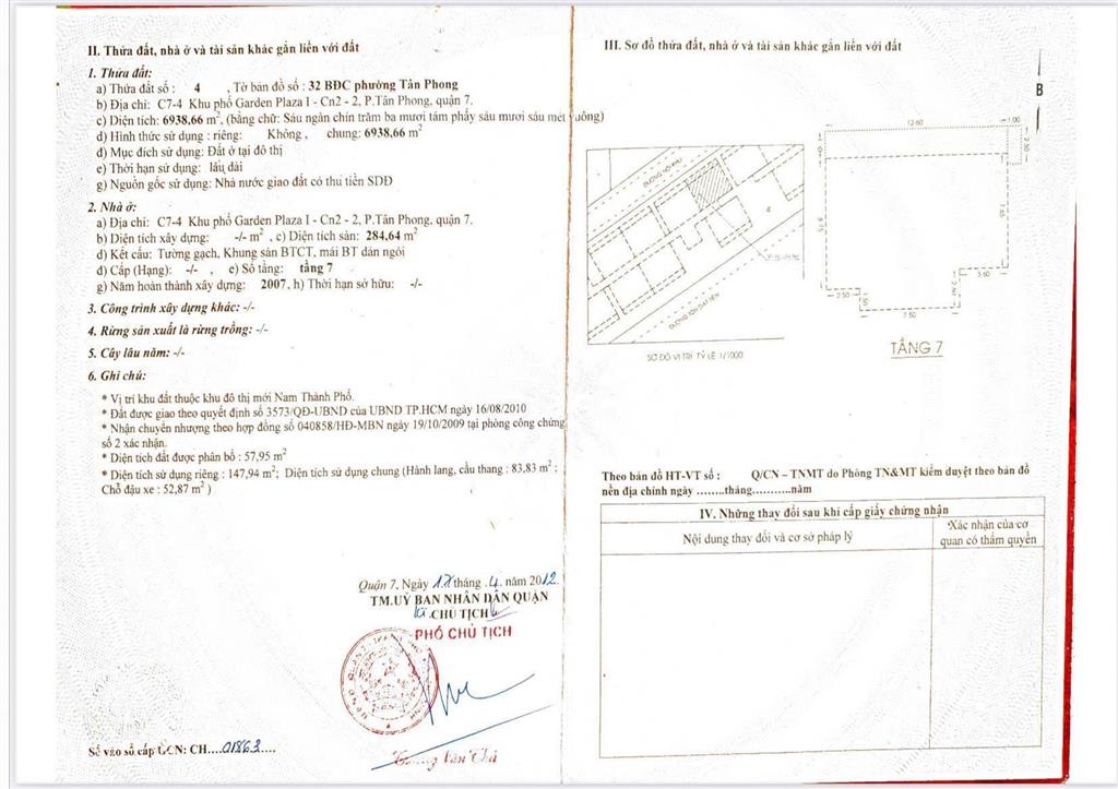 Chính chủ bán gấp căn hộ garden plaza 148m, 3pn, 2wc giá 13,9tỷ.  0906 710 ***