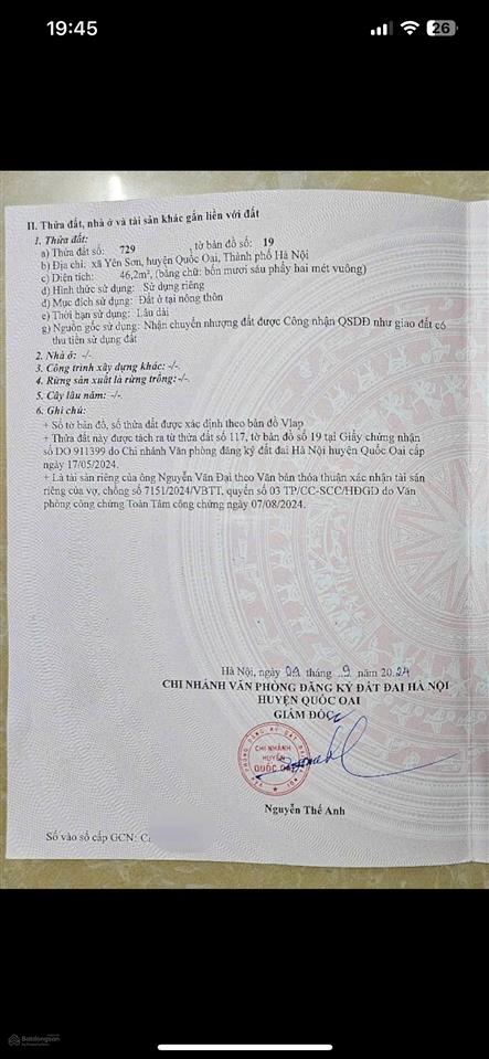 Bán gấp đất tại sài sơn, quốc oai, hà nội, 4,2 tỷ, 46,2 m2