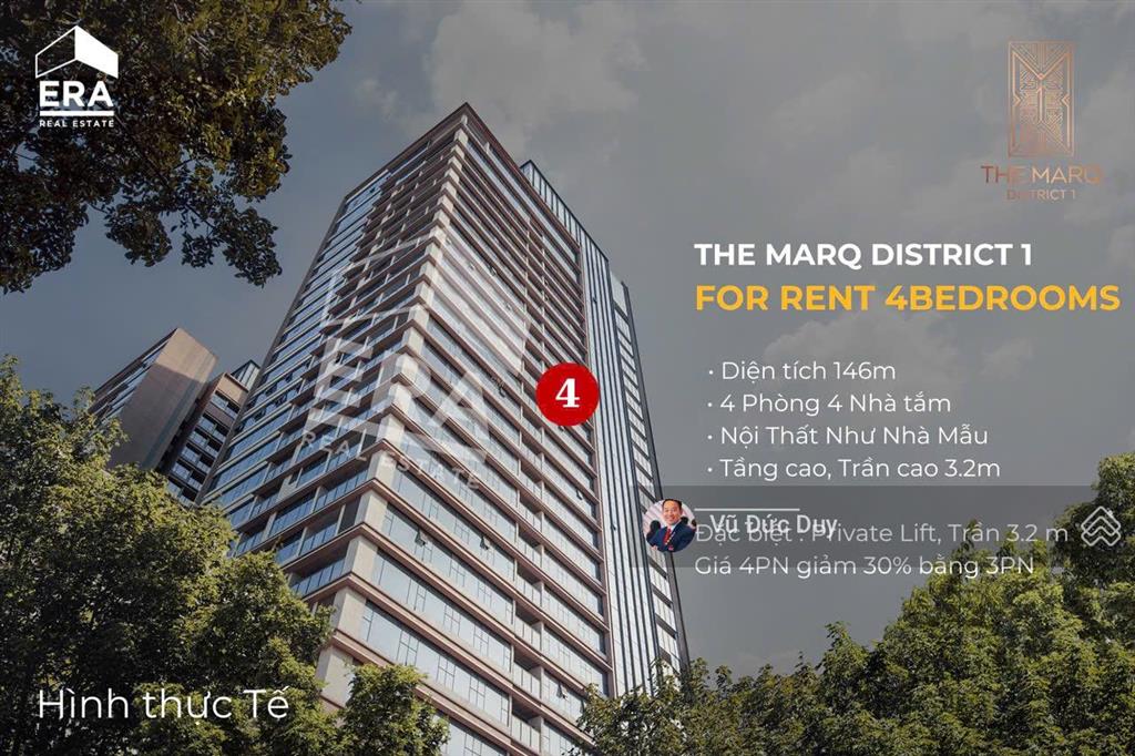 Bán 4pn the marq 145m2 full, sổ hồng. giá 31 tỷ tầng cao | 4bed the marq full đẹp quận 1. 31 tỷ