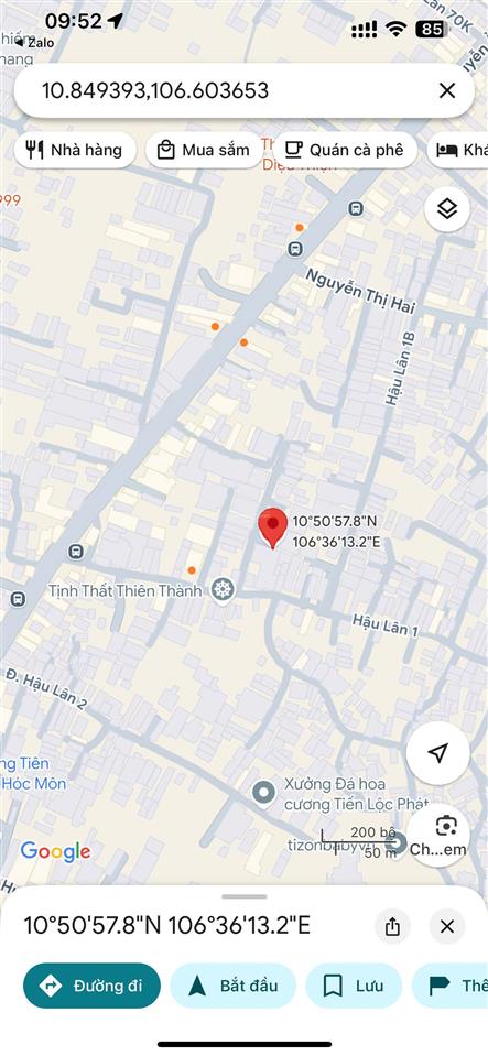 Bán đất hẻm 6m đường hậu lân 1, bà điểm, hm. diện tích 198m2