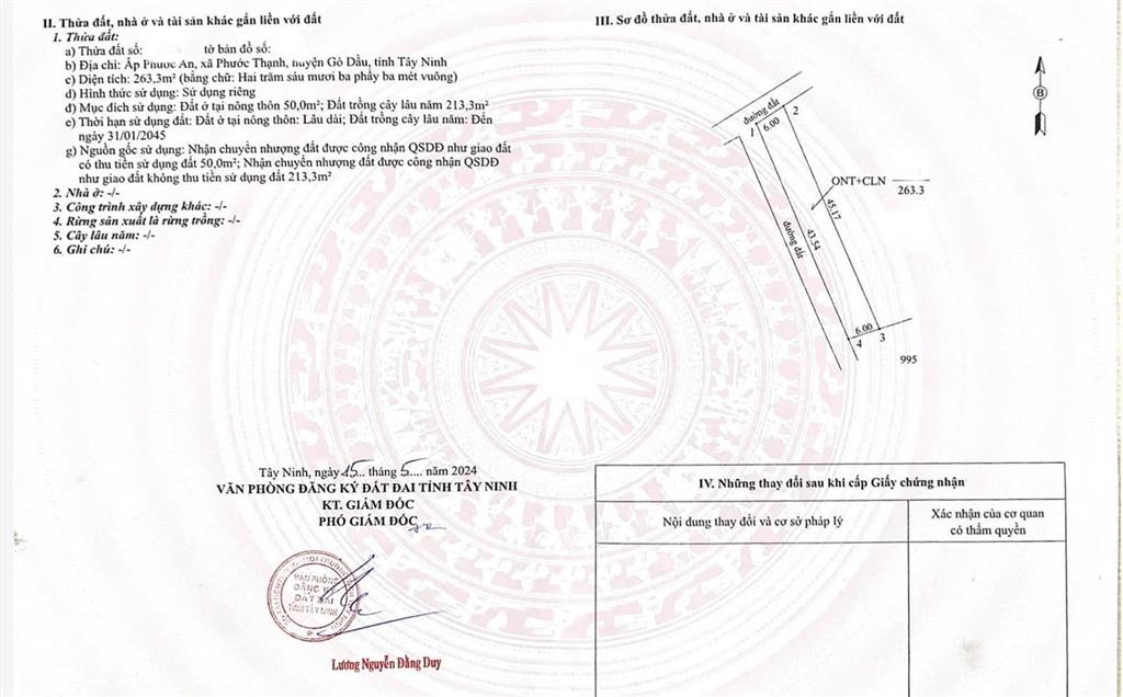 Chỉ 480tr lô góc 2 mặt tiền dt 6x45m thổ cư