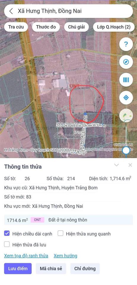 Bán lô đất ont xã hưng thịnh đồng nai, giá chỉ 600.000đ/m²