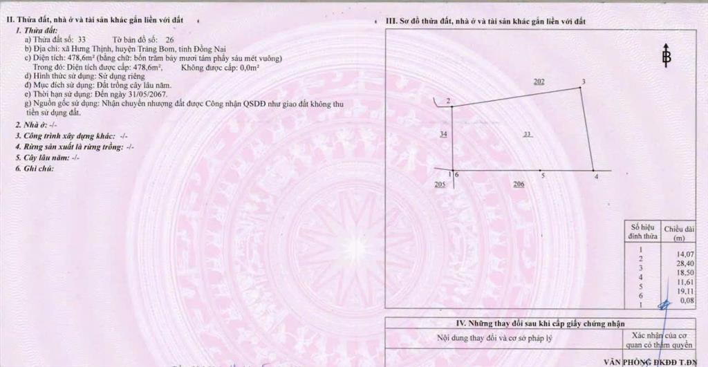 Bán lô đất ont xã hưng thịnh đồng nai, giá chỉ 600.000đ/m²