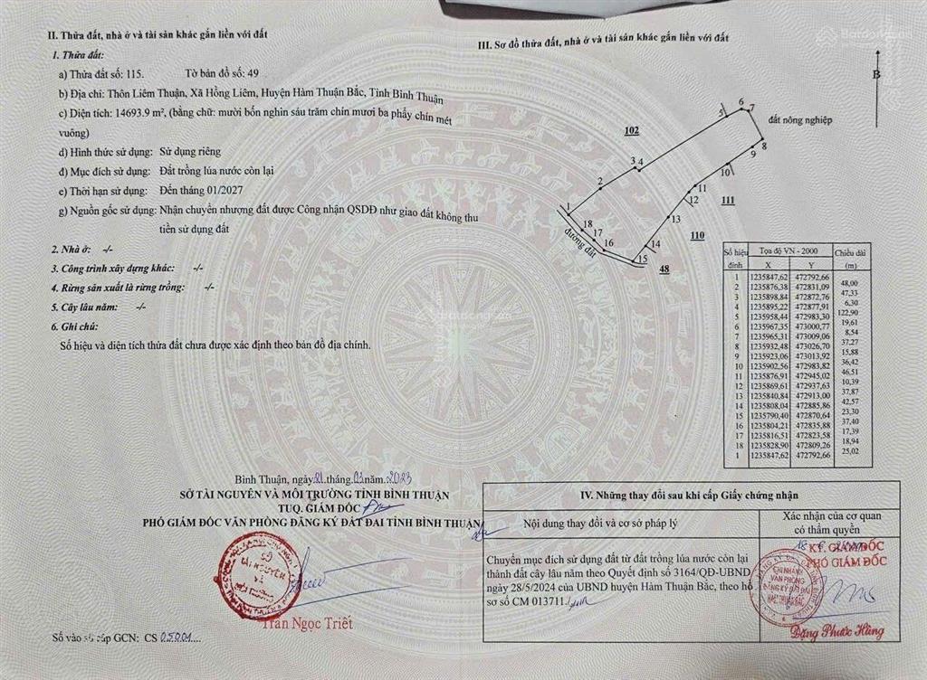 Bán đúng 55.000/m2 cho 2 hecta đất trồng cây, cách ql 1 chỉ 900m (chính chủ)