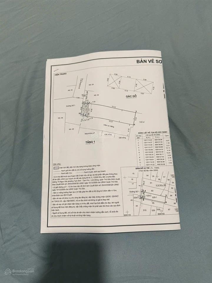 Bán lô đất góc 2mt đường số 1, tam phú, thủ đức