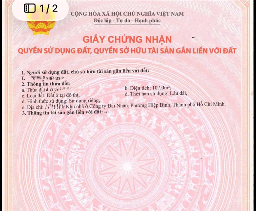 Chính chủ bán lô đất 5x21 105 m2 khu đô thị vạn phúc.