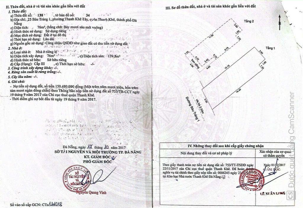 Bán nhà 25 Bàu Trảng 1 quận Thanh Khê, vị trí đẹp, khu dân cư đông đúc