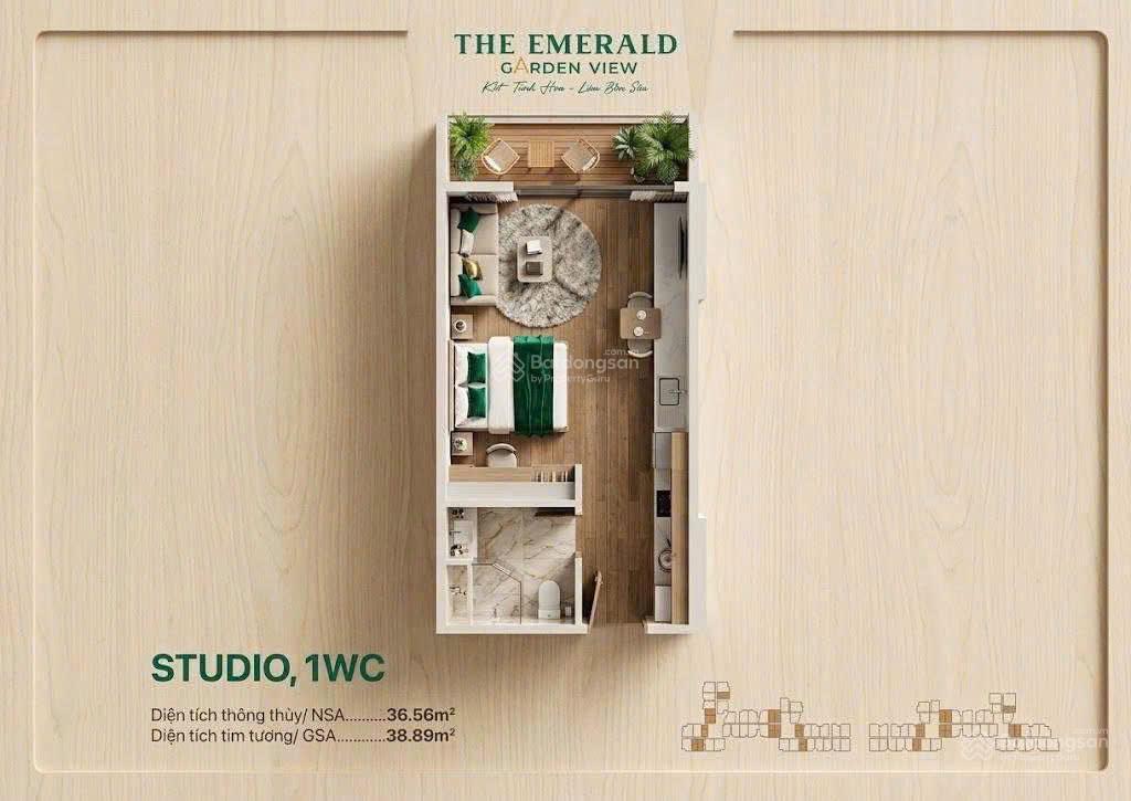 Căn hộ studio emerald garden view chỉ từ 1,5 tỷ/căn