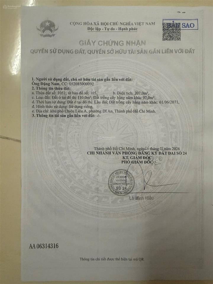Chính chủ cần bán lô đất có sổ