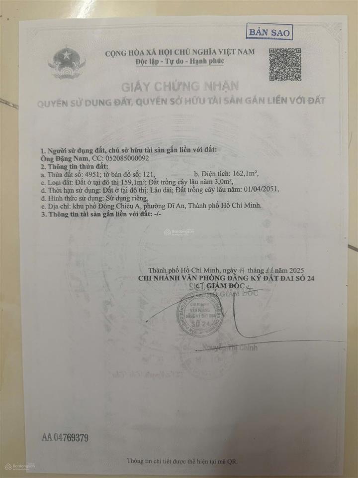 Chính chủ cần bán lô đất có sổ