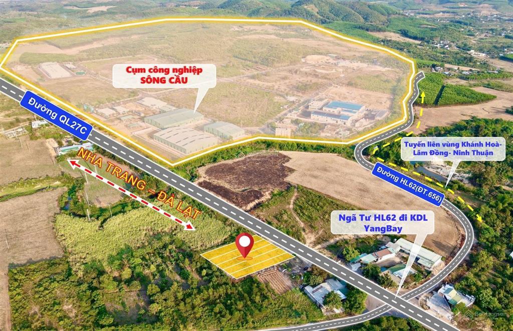 Bán đất ngang 24m mặt tiền đường ql27c đối diện khu công nghiệp ngay ngã tư đường liên vùng