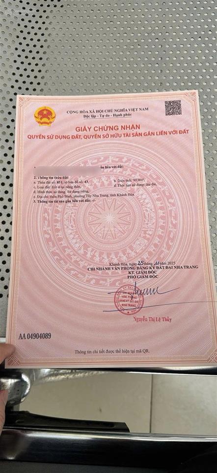 Bán đất đẹp đường thượng móc xã vĩnh thạnh nha trang, đường rộng 7m, 90m2 nở hậu, 2.45 tỷ