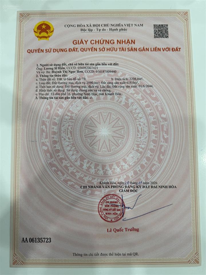 Bán đất 3.208m2 gần khu cafe sinh thái đường 16/7, phường ninh hoà, khánh hoà