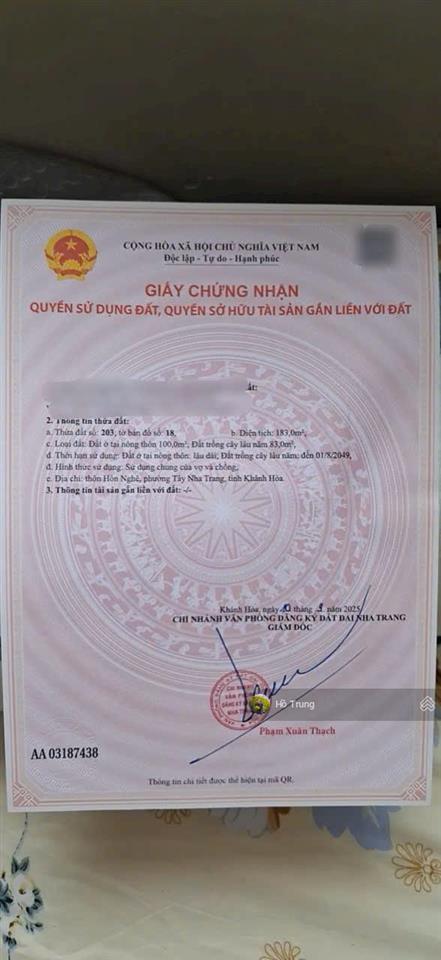 Bán đất mặt tiền đường a1 vũ ngọc nhạ hòn nghê, vĩnh ngọc nha trang