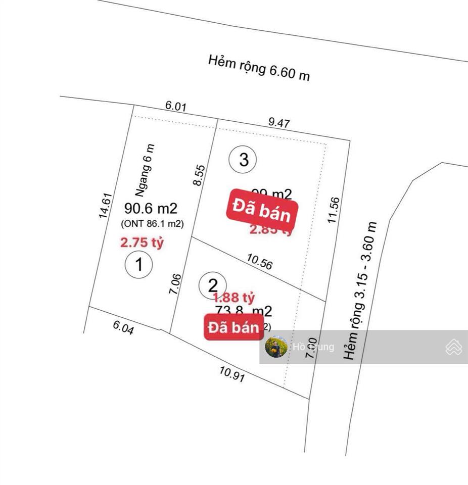 Đất dân cắt bán mặt đường hòn nghê  trạm điện. 90.6m2 ngang 6m full thổ