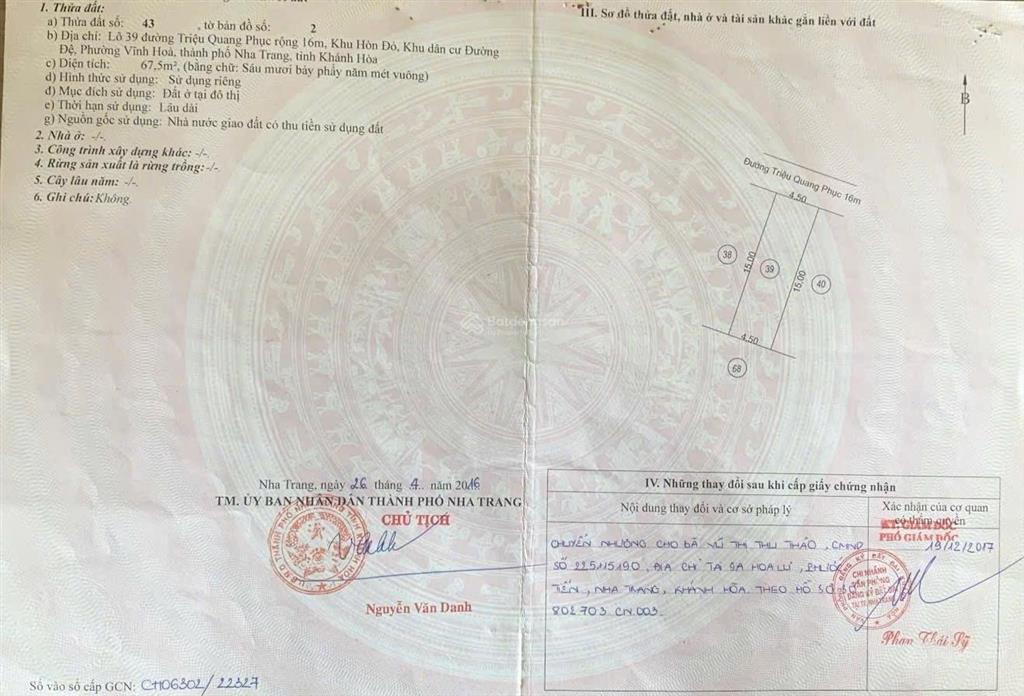 Bán nhà đường triệu quang phục  hòn xện, phường bắc nha trang 4.5 tỷ