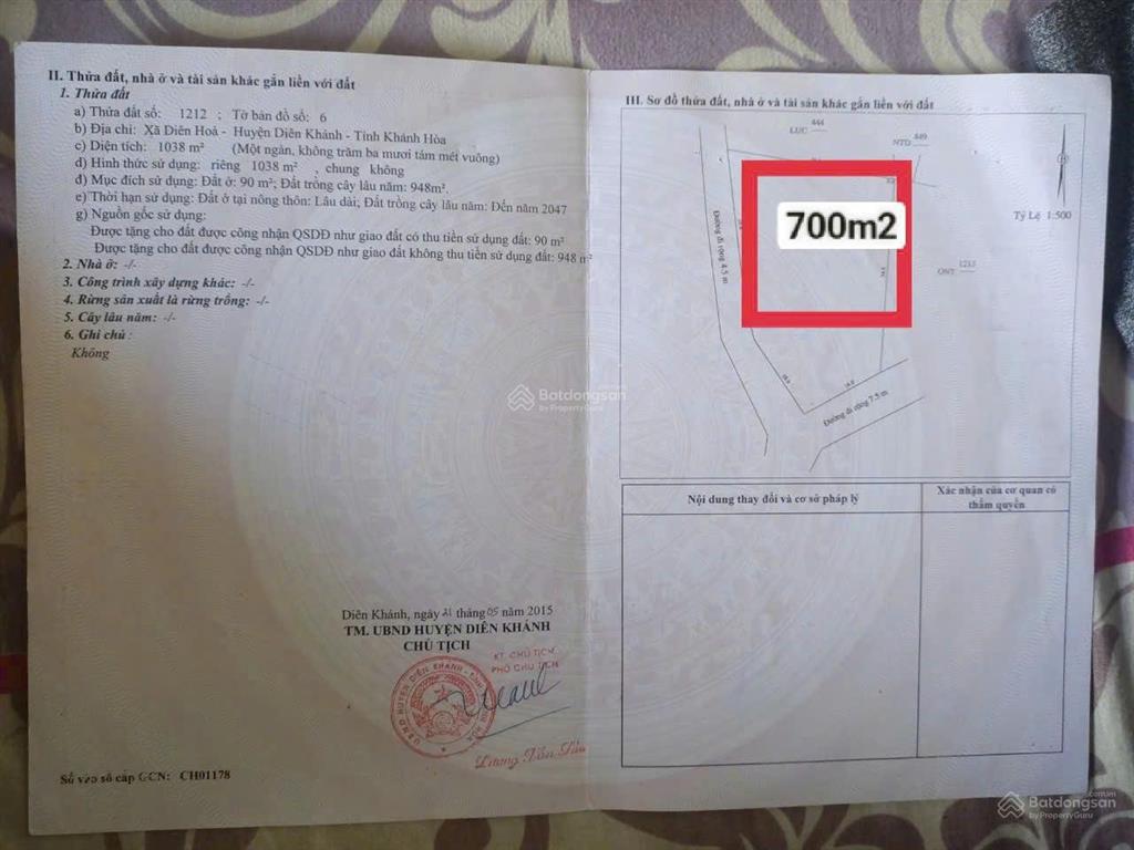 Kẹt tiền cần bán gấp 700m2  đất nền diên hòa  sổ sẵn. 0935 413 ***