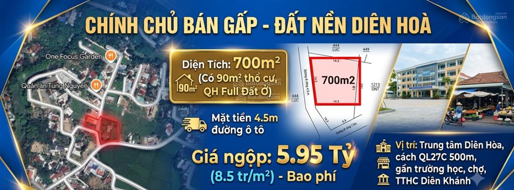 Kẹt tiền cần bán gấp 700m2  đất nền diên hòa  sổ sẵn. 0935 413 ***