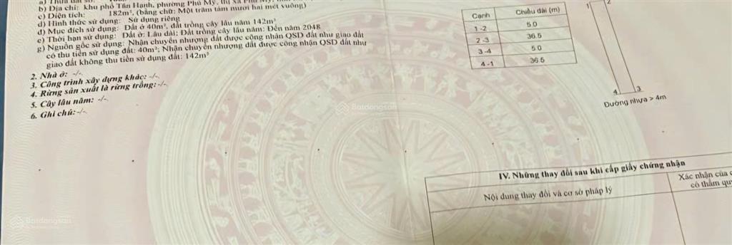 Bán đất đường 3 phường phú mỹ, hồ chí minh. sổ hồng, có thổ cư, đường nhựa lớn